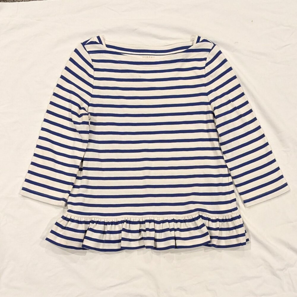 Kate Spade Broome Street Striped Peplum Tee SZ M